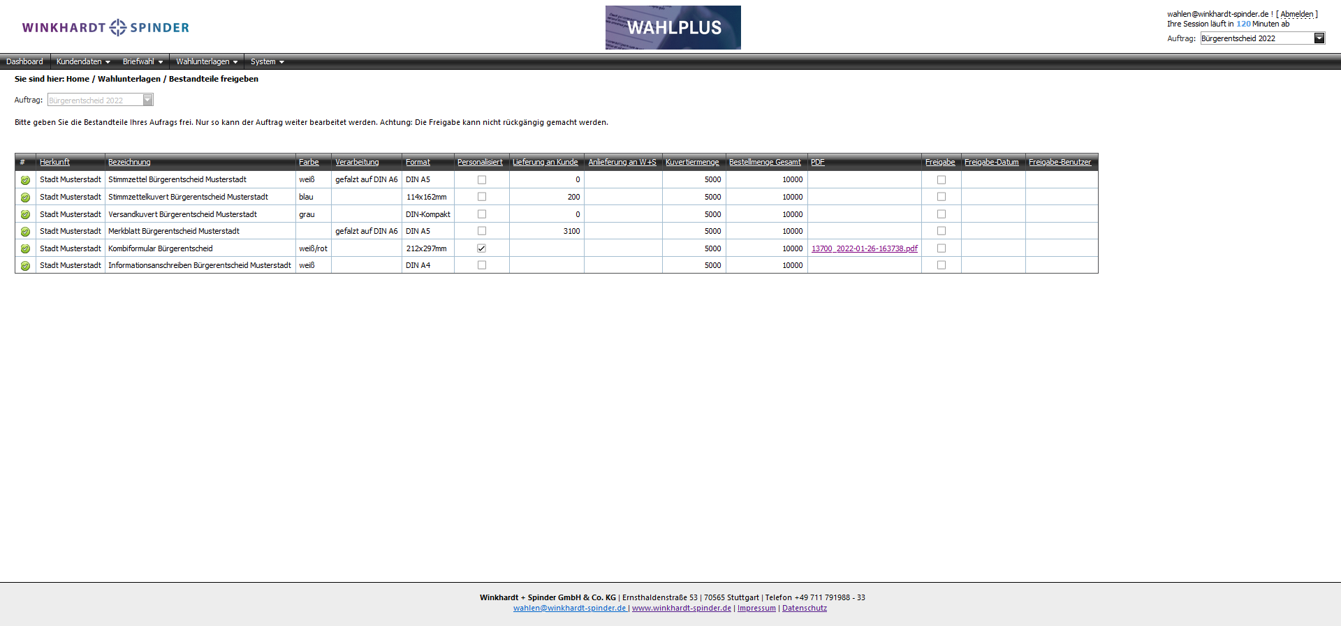 Unkompliziertes Freigabesystem mit der Möglichkeit sich direkt am Bildschirm die letzten Freigabemuster aufzurufen und somit umständliche und Fehleranfällige Korrekturschleifen zu vermeiden.