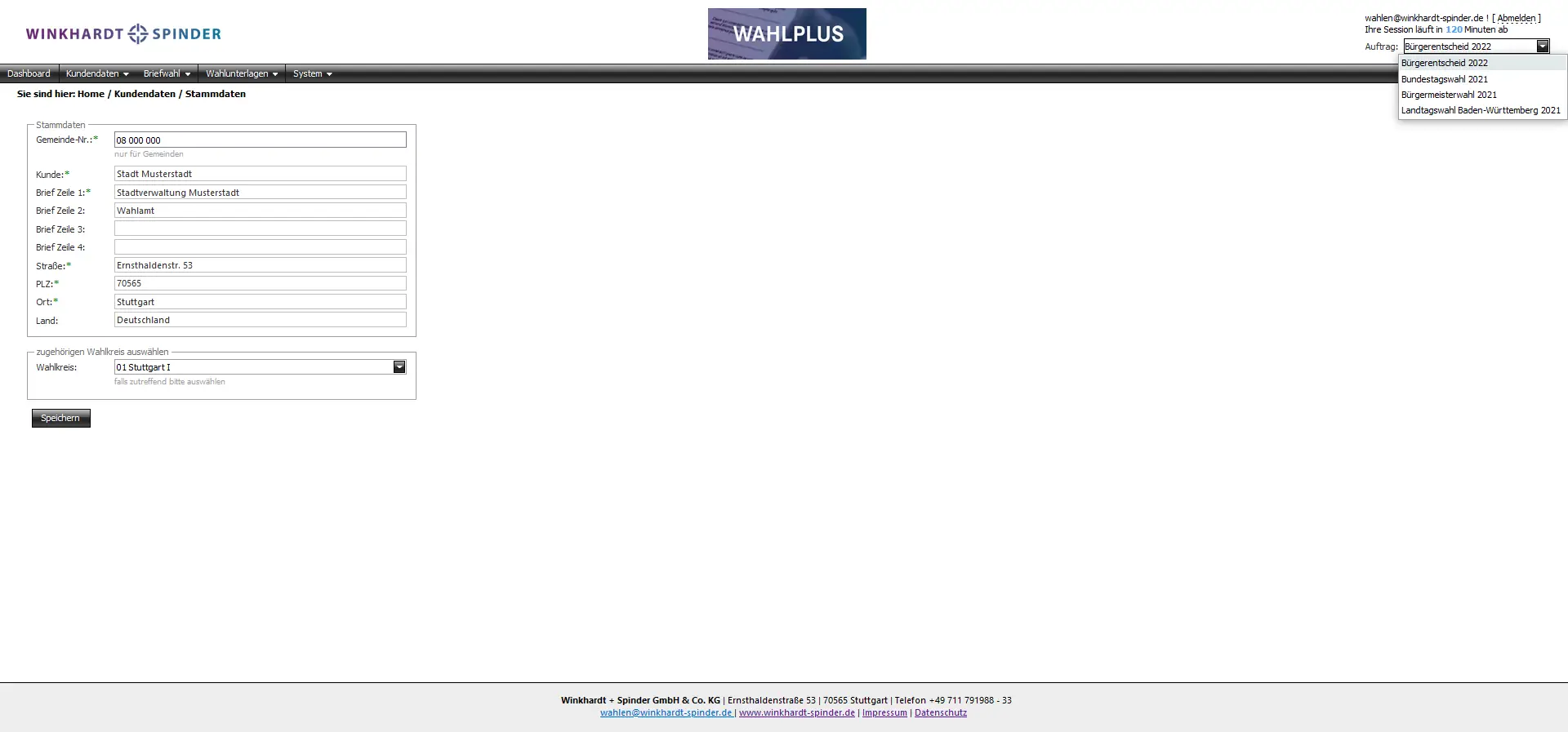 Einfache Erfassung aller Daten. Ein Login für alle Ihre Wahlprojekte mit Winkhardt + Spinder.